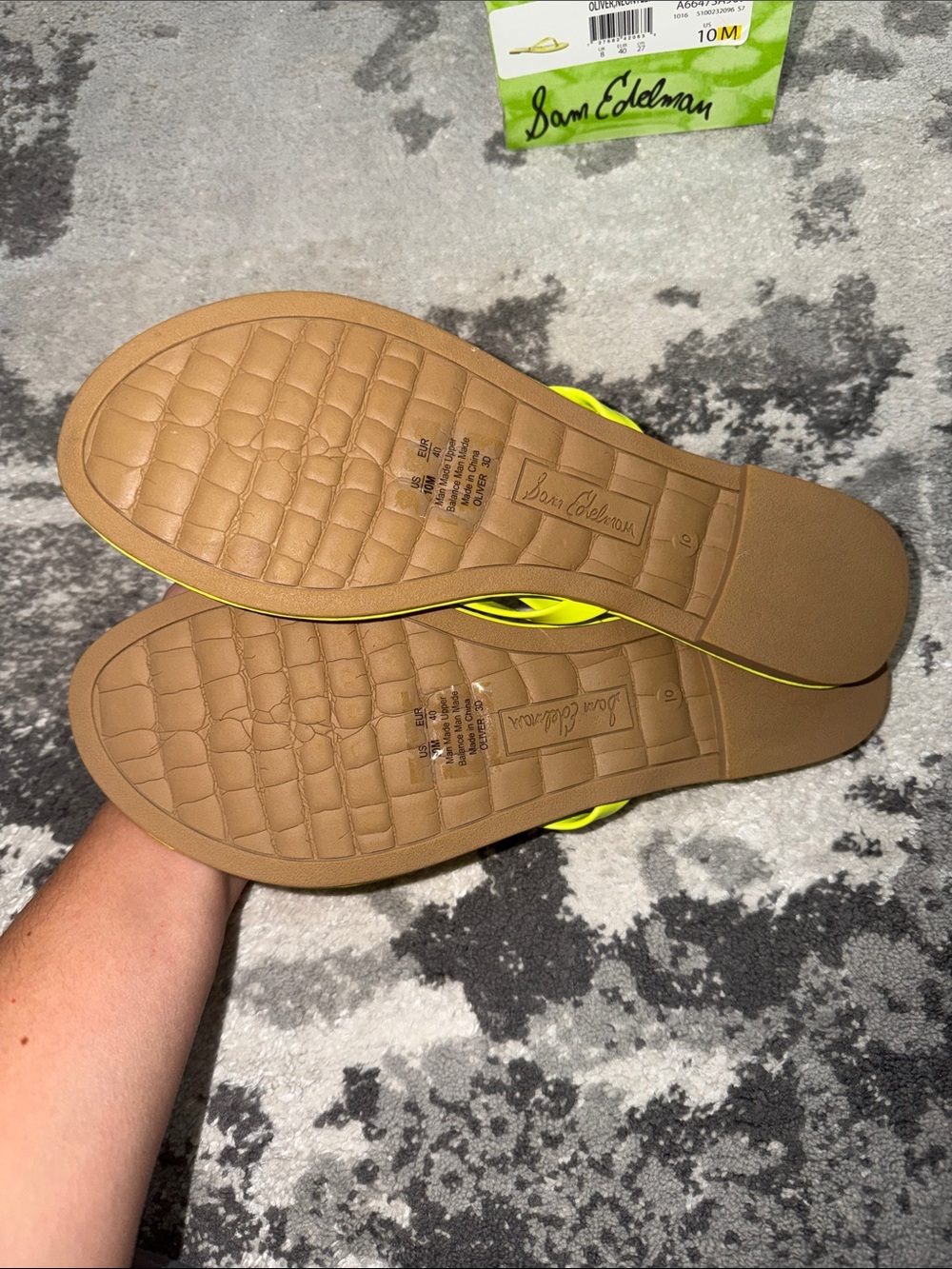 Sam Edelman Neon Yellow Oliver Patent Thong Sandals - Picture 3 of 3